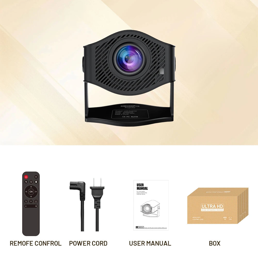 Mortal 200 ANSI 4K Decoding Native Auto Focus and Keystone Correction Projector Android11 BT5.2 WIFI6 180° Portable Home Theater